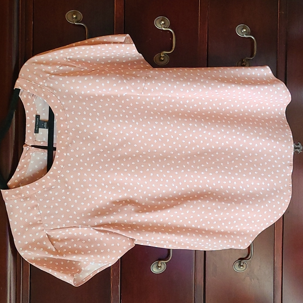 Ann Taylor short sleeve pink blouse